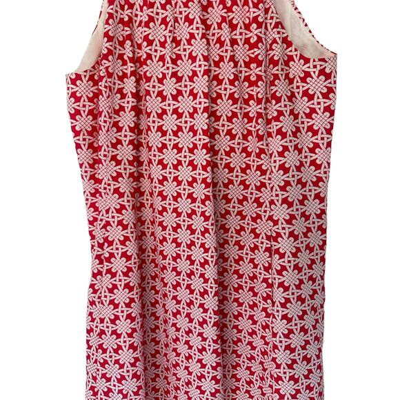 J. McLaughlin Nautical Yacht Pink White Printed Coastal Linen Dress Size 12 - Picture 5 of 9